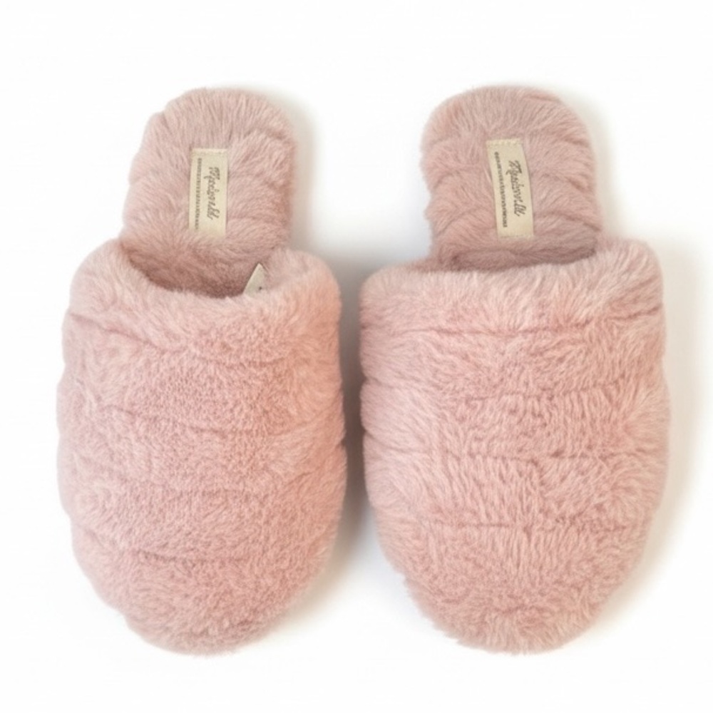 Madewell Quilted Scuff Slippers in Recycled Faux Fur Size 5